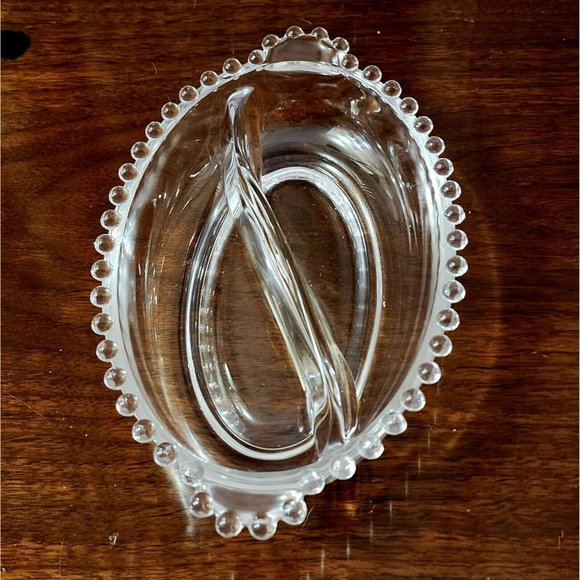 Imperial Glass Candlewick Oval 2 Part Relish Dish 8" divided serving bowl vntage - Picture 4 of 10